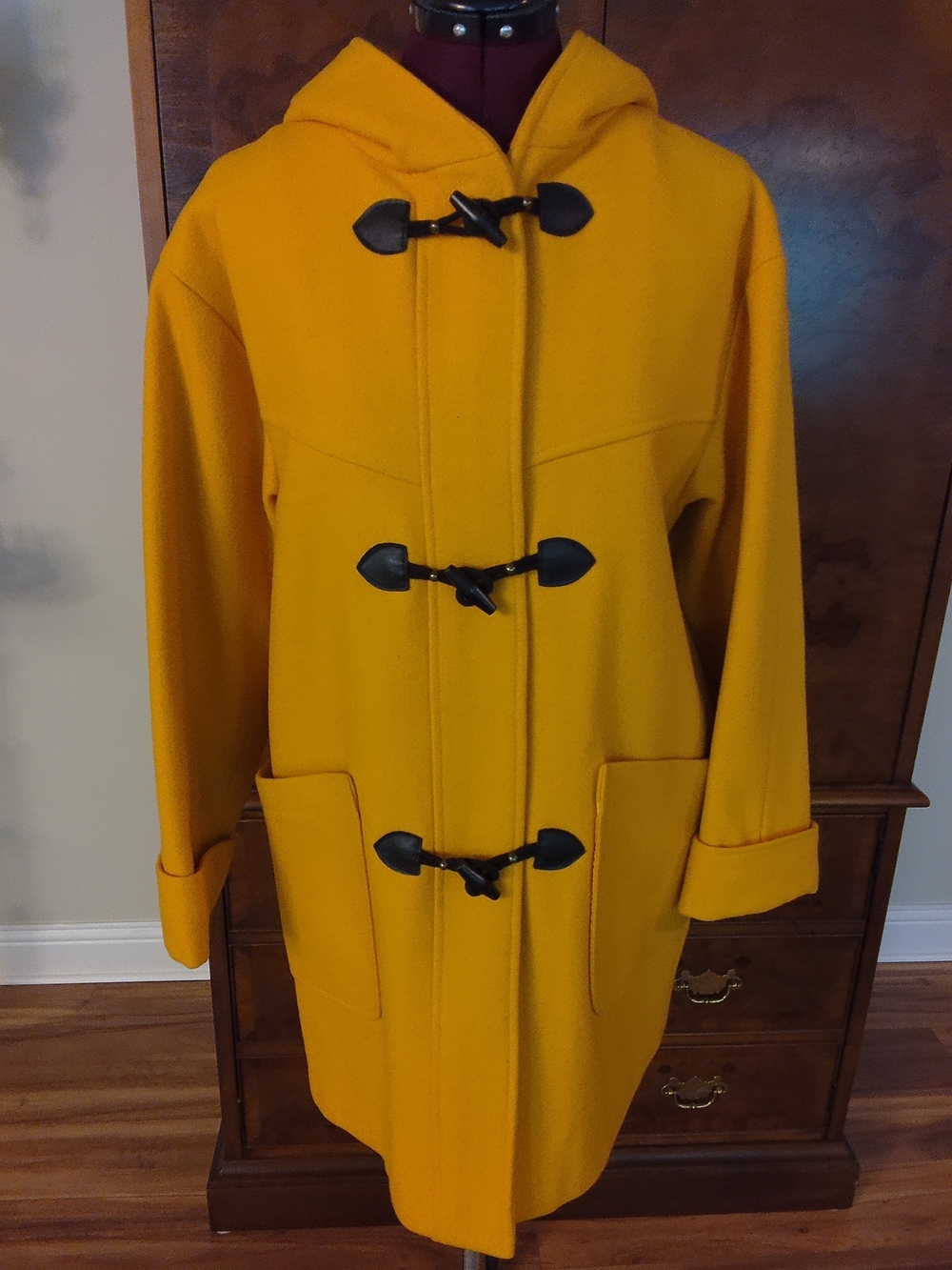 Sequence Wool Yellow Hooded Toggle Coat